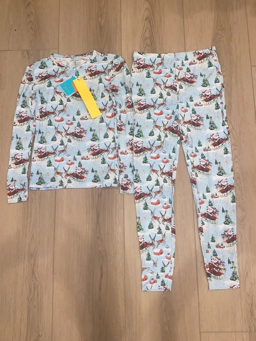 Posh Peanut  Pere Noel Pajamas Set Top/Bottom L/S Christmas Santa NWT Kids 10-12